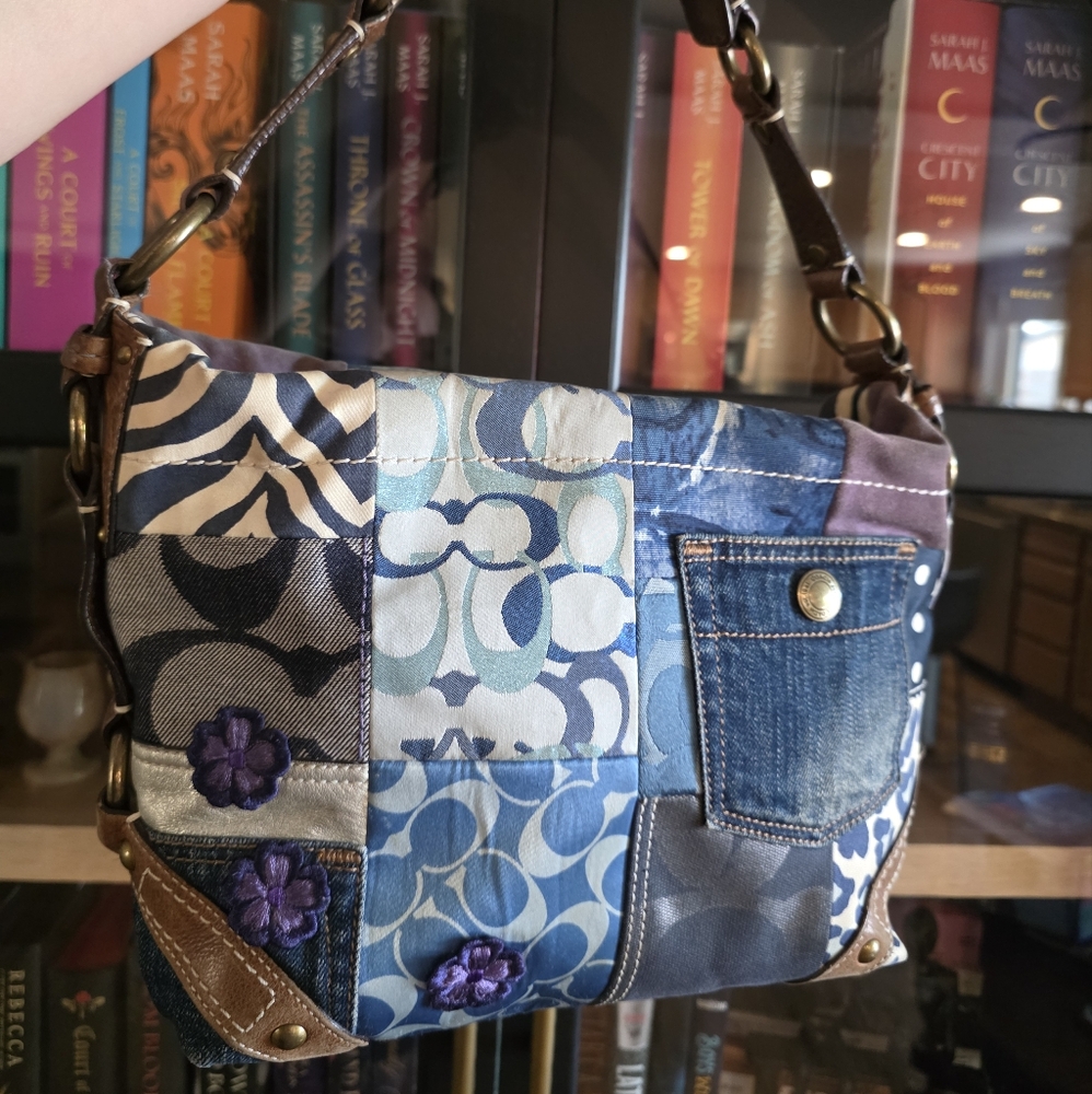 Coach Denim Patchwork Shoulder Bag